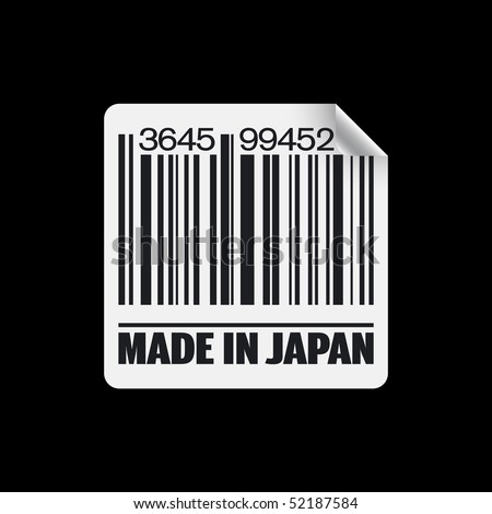 Vector illustration of barcode label marked "Made in Japan"