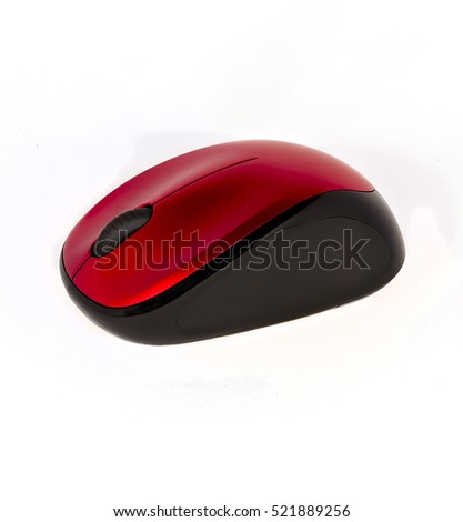 red computer mouse on a white background