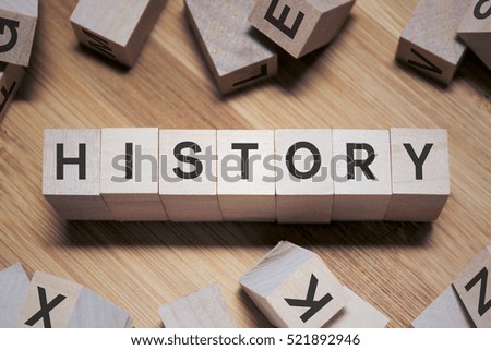 History Word Written In Wooden Cube