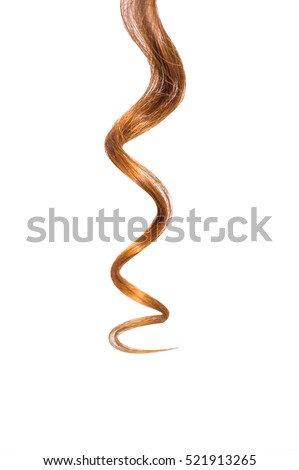 A strand of long, frizzy, brown hair isolated on white background. Royalty-Free Stock Photo #521913265