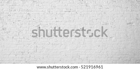 White Rustic Texture. Retro Whitewashed Old Brick Wall Surface. Vintage Structure. Grungy Shabby Uneven Painted Plaster. Whiten Facade Background. Design Element. Abstract Light White Web Banner. Royalty-Free Stock Photo #521916961