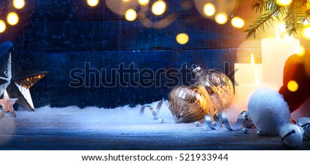 Christmas holidays composition on blue background with copy space for your text