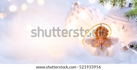 Christmas holidays composition on light blue background with copy space for your text