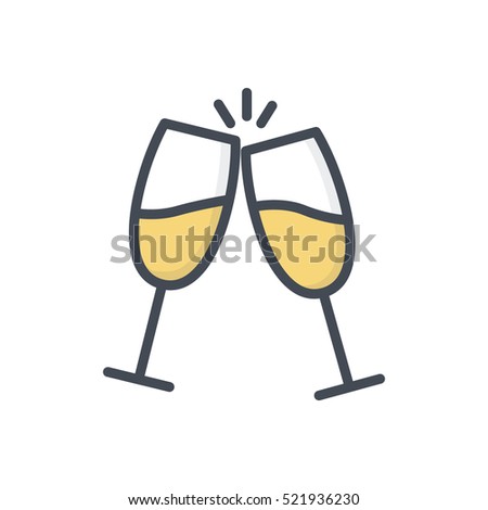 Wedding Colored Icon Filled Champagne glass