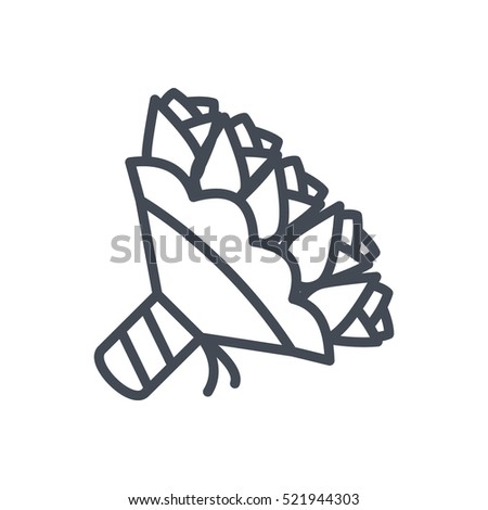 Wedding Line Outlined Icon Vector Bouquete