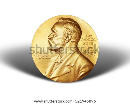 Nobel Prize. The award of the year. Prize Alfred Nobel. humanity award Royalty-Free Stock Photo #521945896