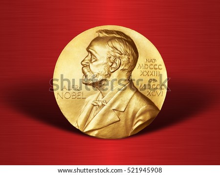 Nobel Prize. The award of the year. Prize Alfred Nobel. humanity award Royalty-Free Stock Photo #521945908