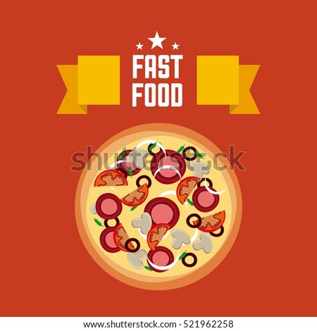 hot pizza icon over orange background. fast food concept. colorful design. vector illustration