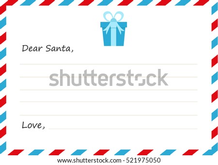 Template envelope New year's letter to Santa Claus. Vector illustration. Icon gift. Flat design.