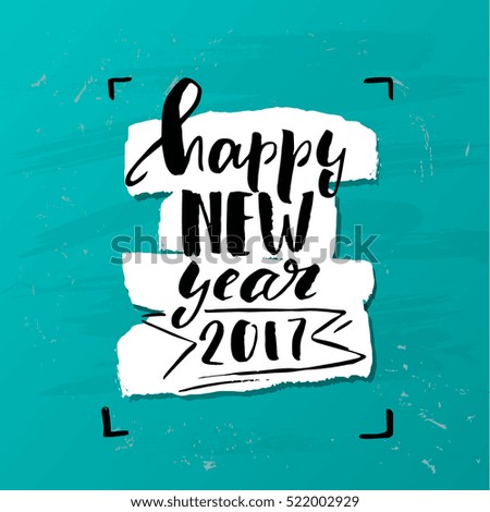  Happy new year. Xmas vector background. Hand drawn calligraphy