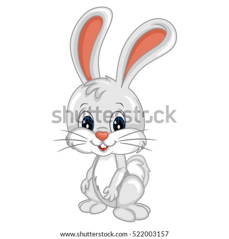 Cartoon Rabbit Character on a White Background Royalty-Free Stock Photo #522003157