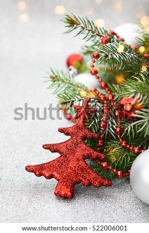 Christmas tree with red and white decorations