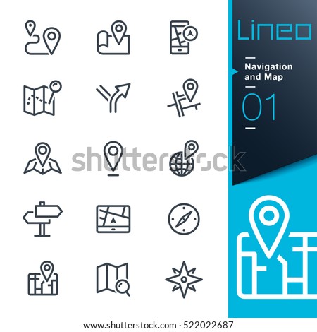 Lineo - Navigation and Map line icons Royalty-Free Stock Photo #522022687