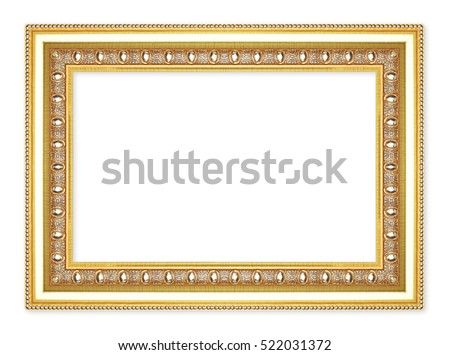 gold picture frame isolated on white background