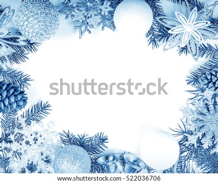 Christmas frame in cold tones for greeting card