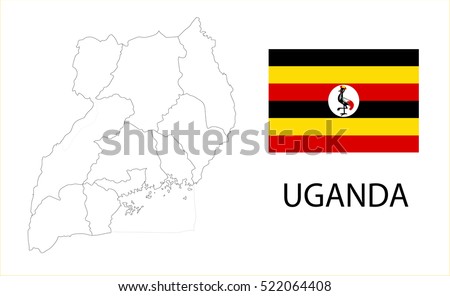 Map and National flag of Uganda.