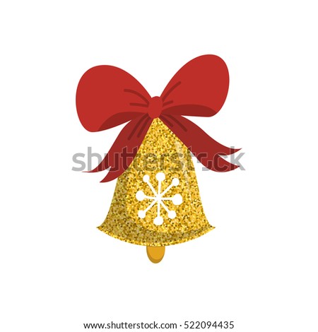 Vector Christmas bell in flat style. Holiday background