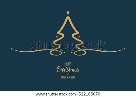 christmas tree gold stars blue background