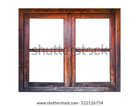 A closed wooden window isolated on white background Royalty-Free Stock Photo #522126754