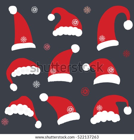 Set of Chalkboard Santa Hats