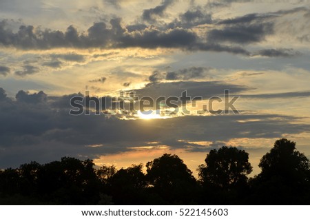Horizontal photo of Sunset above the forest