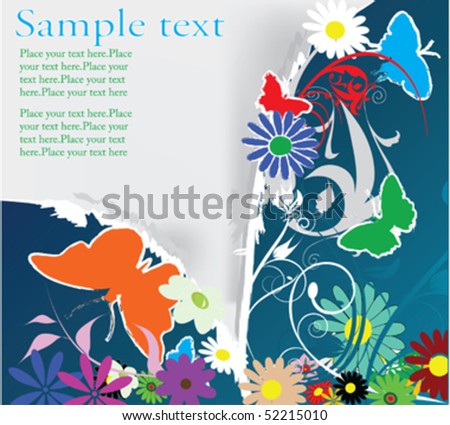 flowers and butterfly decoration with place for text