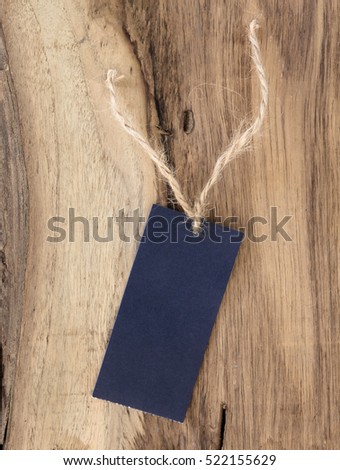blank blue brand tag on wood