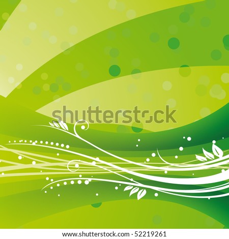 Floral light burst background design in green