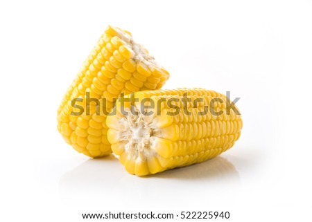 ears of Sweet corn isolated on white background Royalty-Free Stock Photo #522225940