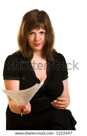 Cheerful woman isolated at the white background