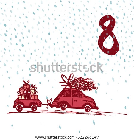 Page Advent Calendar 25 days of Christmas with space for text. Template vector illustration
