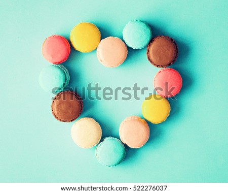 Vintage pastel colored French macaroons or macarons