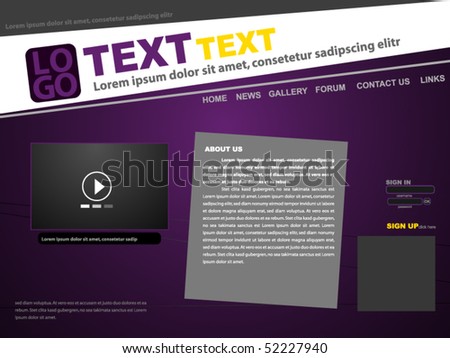 Purple Website Template Design - Vector