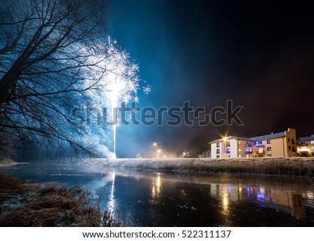 Firework in Adazi over the river at night