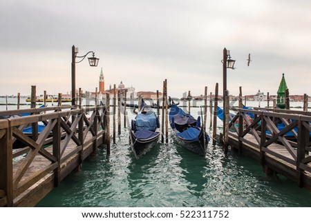 Gondolas with San Giorgio island in the back