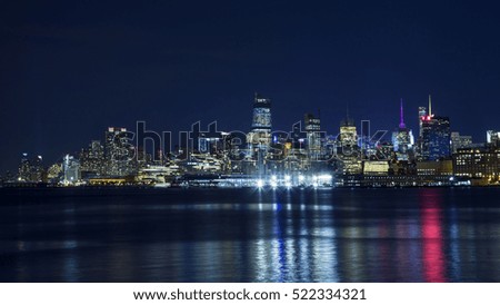 Night skyline of New York City. 