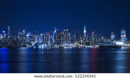 Night skyline of New York City. 