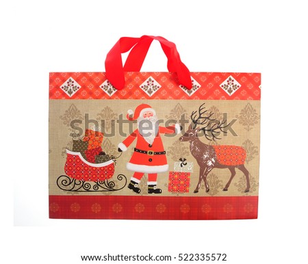 Christmas bag for gifts, with Santa Claus decoration