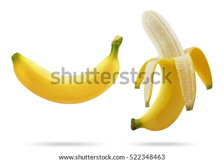Banana isolated on white background. Royalty-Free Stock Photo #522348463
