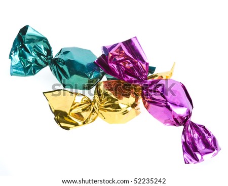 candy in color wrapper  isolated on white background