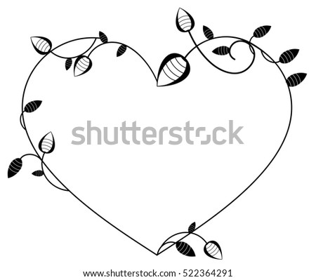 Heart shaped silhouette frame. Raster clip art
