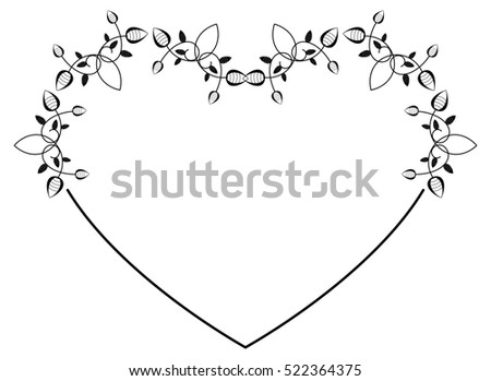 Heart shaped silhouette frame. Raster clip art