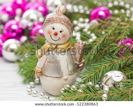 Christmas decoration balls and snowman