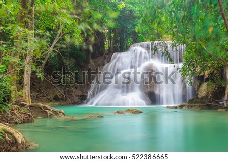 beautiful autumn waterfall in deep forest , Huay Mae Kamin, Kanchanaburi province, Thailand