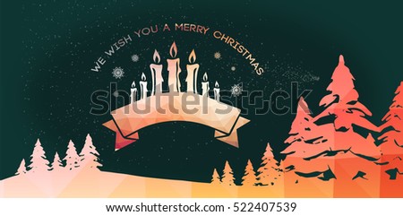 Graphic christmas message with candles against graphic of flying santa with sleigh