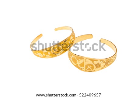 isolated gold accessory, bracelet on white