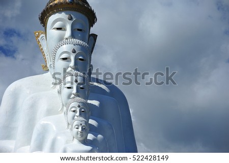 the five white buddha image of wat phasornkaew in khao kho petchaboon province thailand 