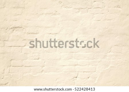 Beige Plastered Brick Wall Texture. Lime Wash Brick Wall Seamless Surface And Abstract Solid Background. Pastel Brickwall Wallpaper. Pale Retro Painted Wall Built Structure.