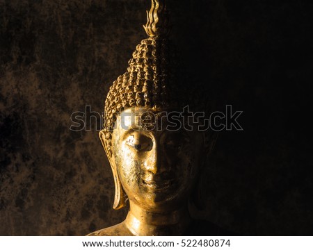 Face of Buddha.Buddha statue face close up at Wat Phra That Doi Suthep is a Theravada wat in Chiang Mai Province, Thailand. The temple is often referred to as Doi Suthep