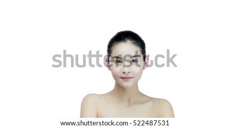 Woman beauty face portrait isolated on white with healthy skin